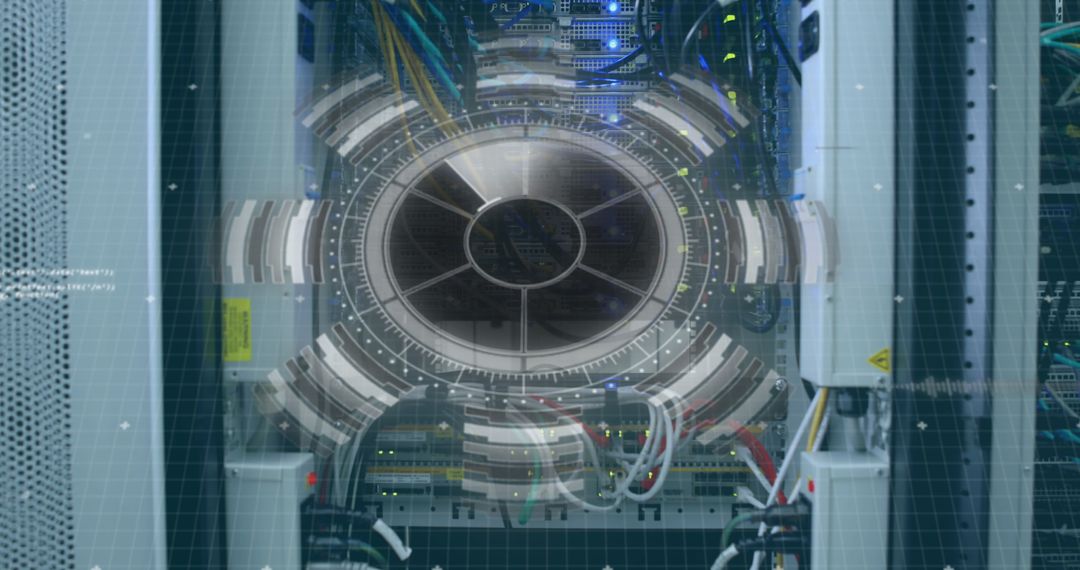 High-Tech Data Network with Futuristic Scanner Overlay