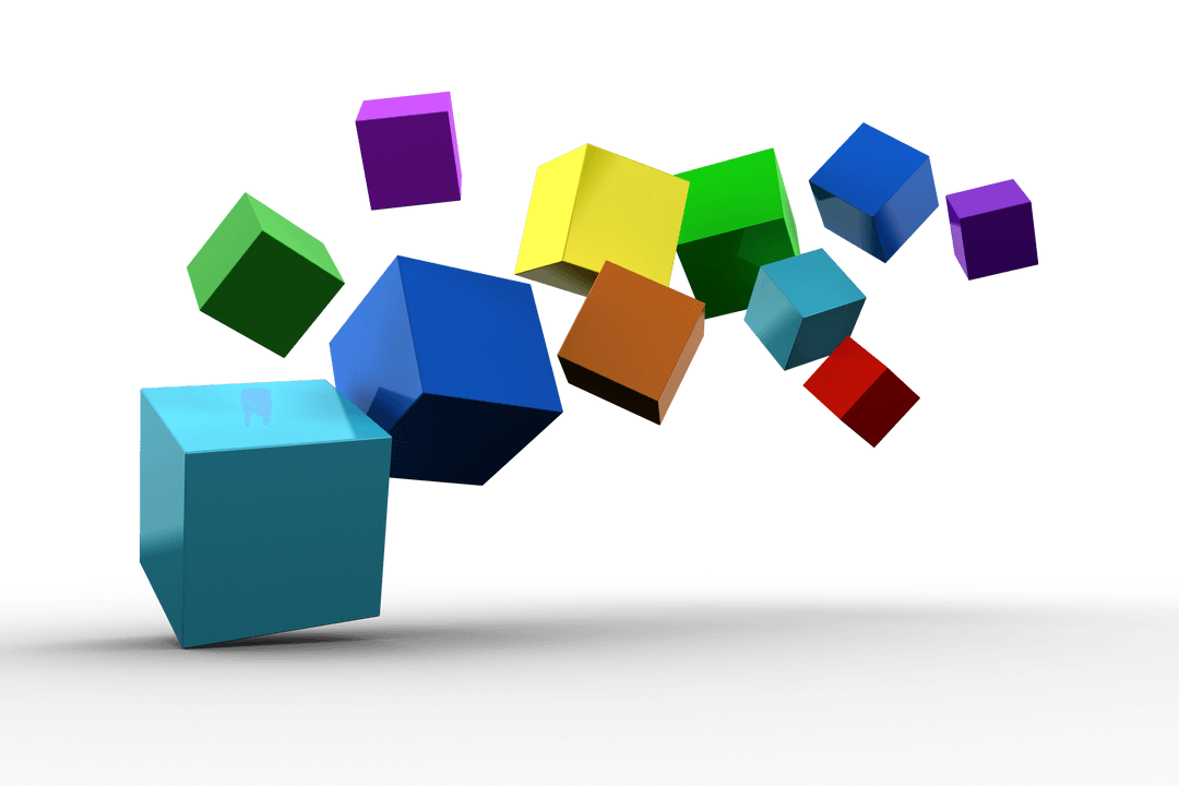 Vibrant Transparent 3D Cubes in Motion