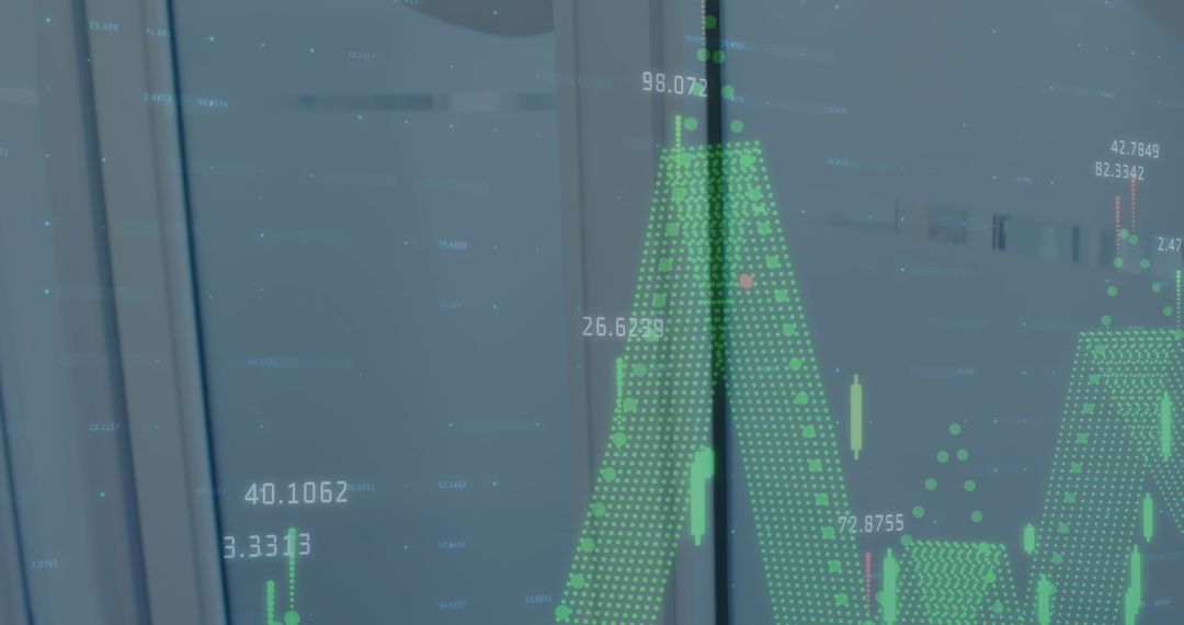 Digital Financial Data Overlay on Glass Surface