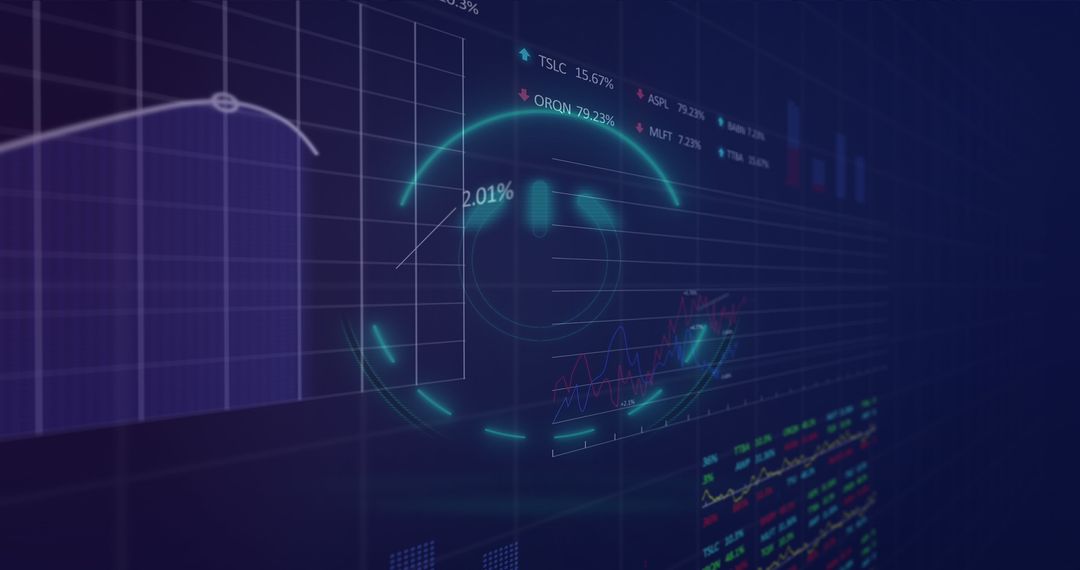 Futuristic Digital HUD Interface with Glowing Neon Design