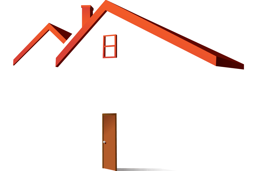 Digital Illustration of House Roof and Door on Transparent Background