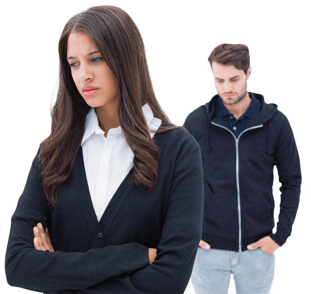 Unhappy Couple Experiencing Relationship Problems Transparent