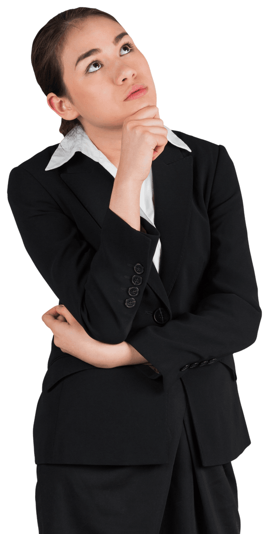 Deliberating Businesswoman on Transparent Background