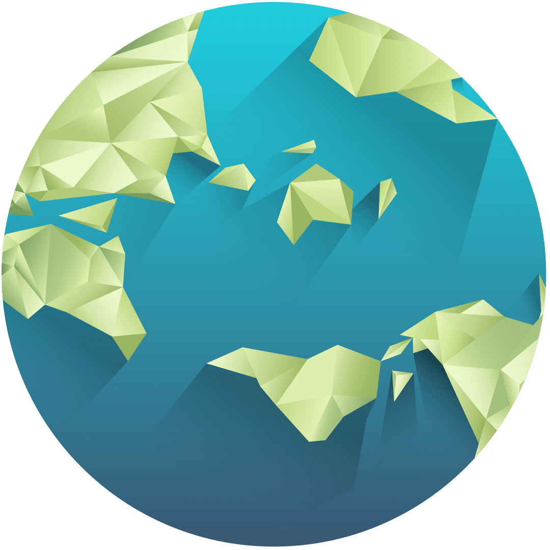 Stylized Digital globe on Transparent Background, Blue and Green
