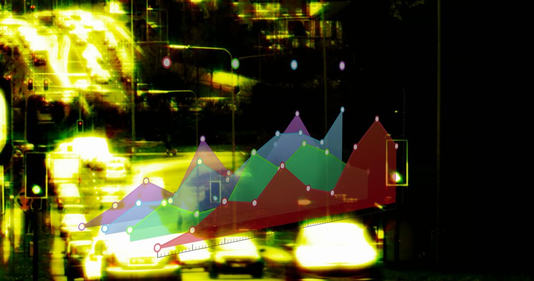 Statistical Data Overlay on Night City Traffic