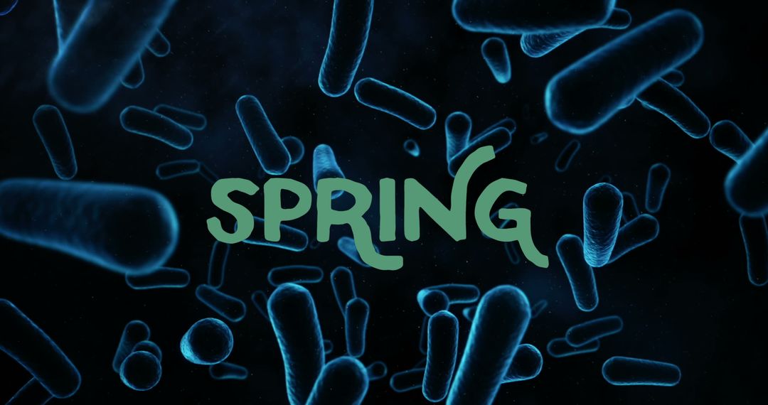 Futuristic Bacteria Background with Spring Text in Green