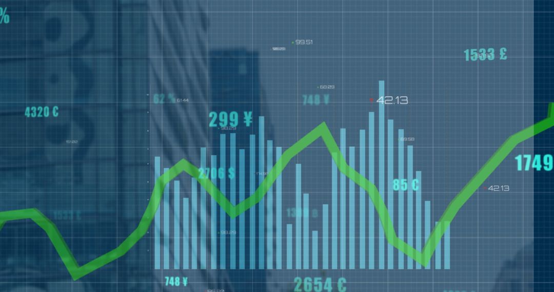 Digital Stock Market Data Over Cityscape Concept