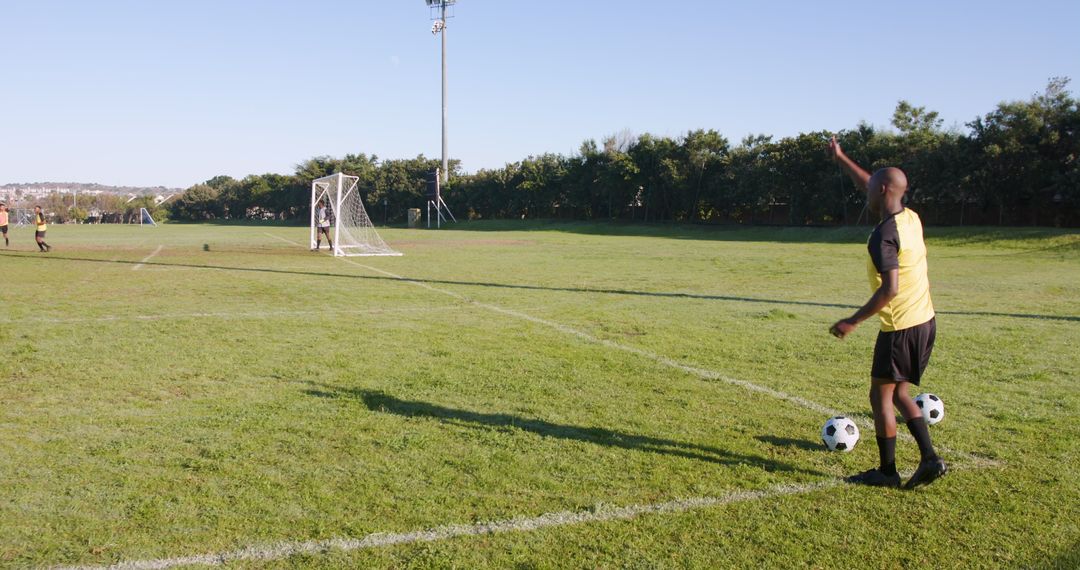 Soccer Player Signaling Strategy on Sunny Field