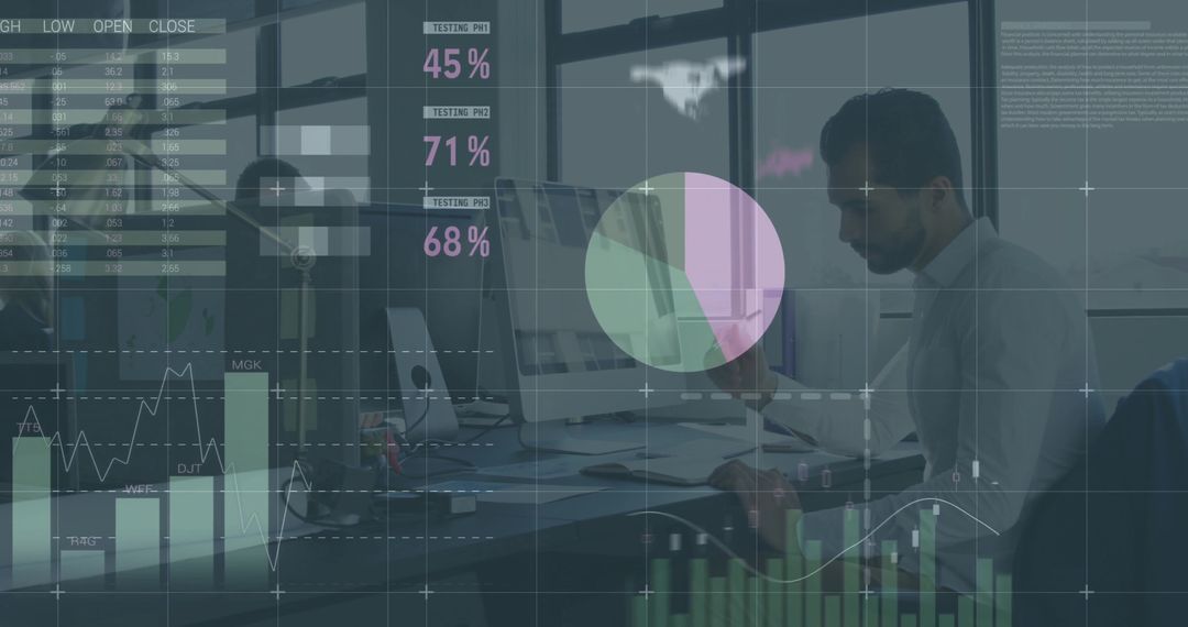 Business Analyst Reviewing Financial Data at Modern Office Workspace