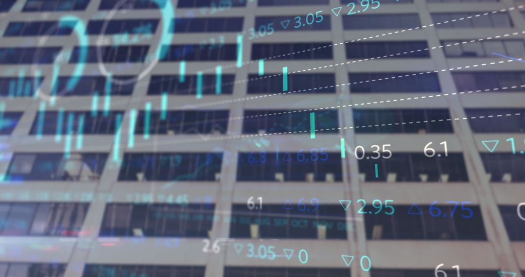 Stock Market Data Overlay on Modern Urban Architecture