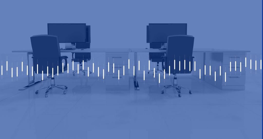 Futuristic Office Workspace with Data Visualization Interface