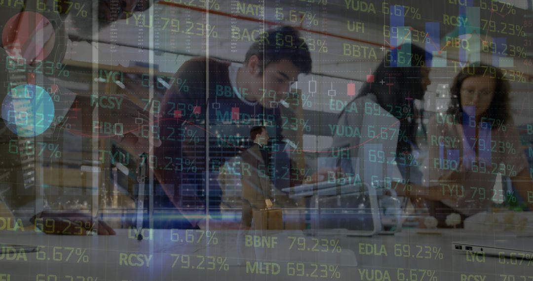 Financial Data and Business Teamwork in Modern Workplace