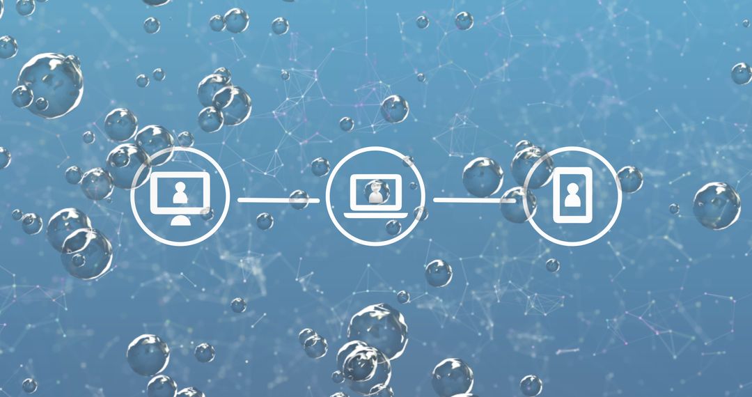 Digital Network with Biometric and Interface Elements on Blue Background