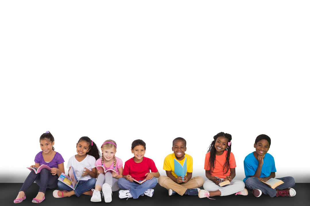 Happy Diverse Schoolchildren Reading and Smiling on Transparent Background - Download Free Stock Images Pikwizard.com