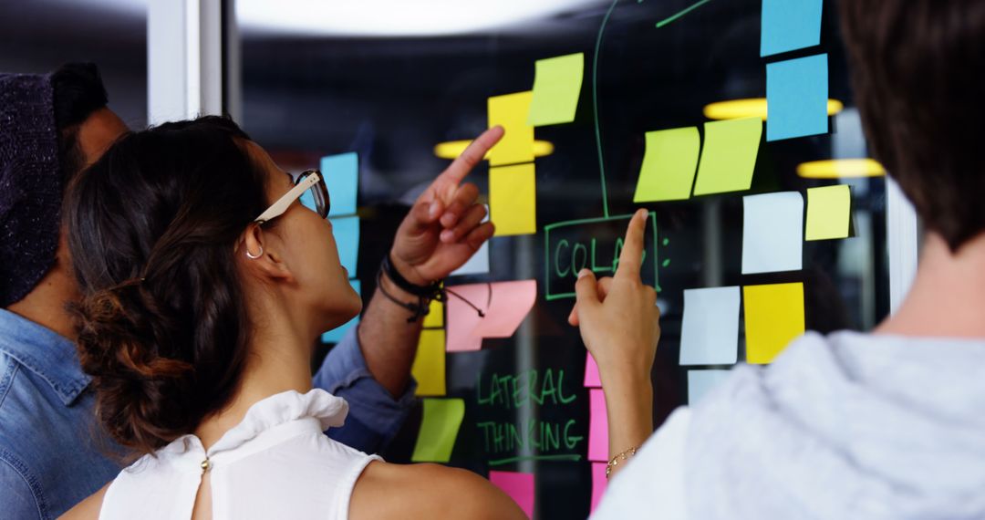 Team Collaboration with Sticky Notes and Brainstorming