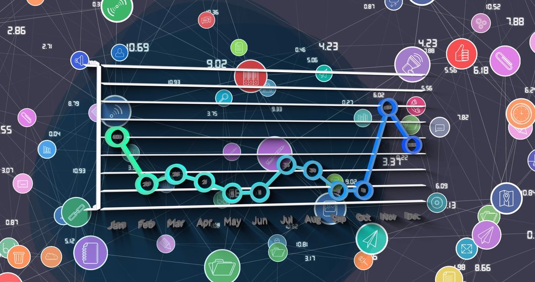 Data Analytics Graph with Digital Network Connections