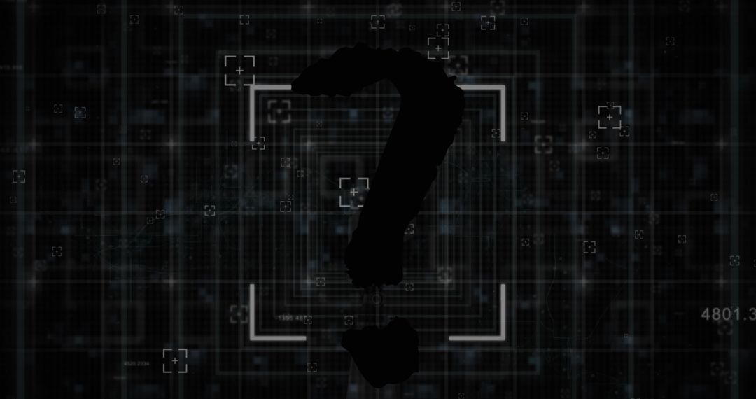 Abstract Digital Question Mark on Futuristic Interface