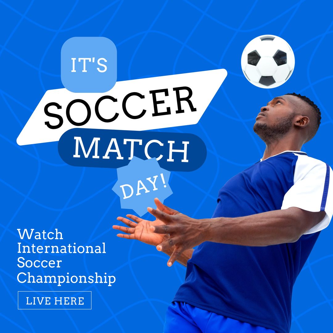 Image of its soccer match day over african american male soccer player - Download Free Stock Templates Pikwizard.com