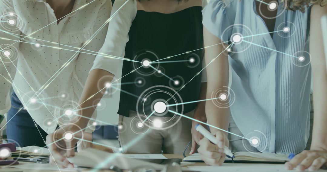 Collaborative Business Teamwork with Digital Connections Concept