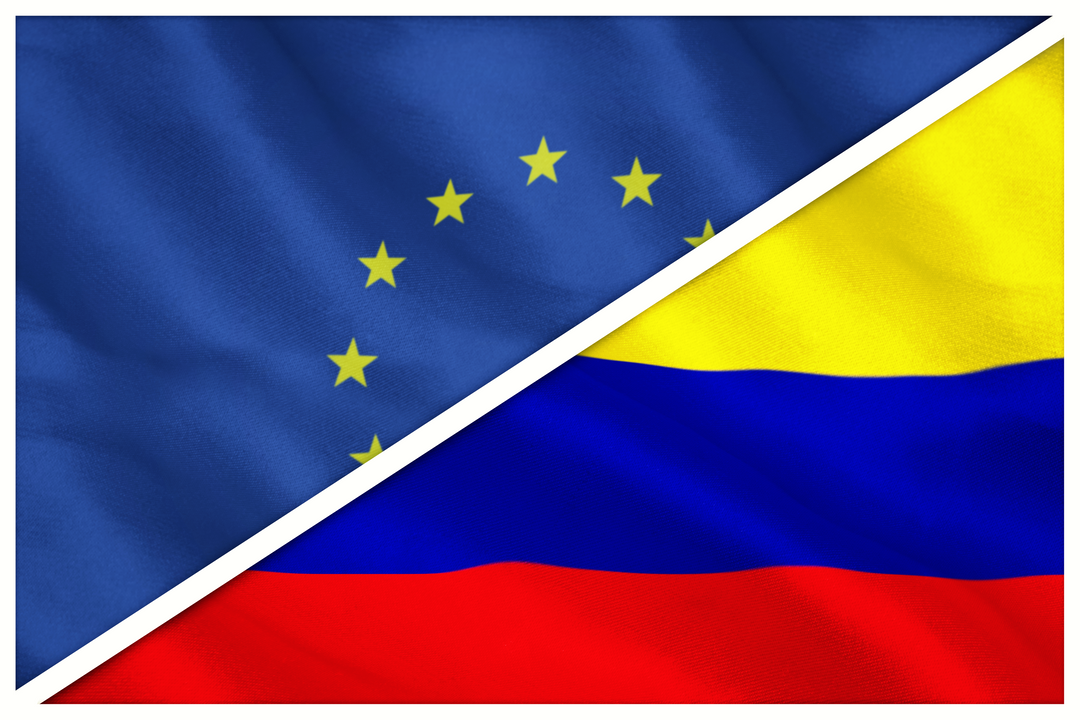 Close-up of European and Colombian Flags with Contrast Effect - Download Free Stock Images Pikwizard.com