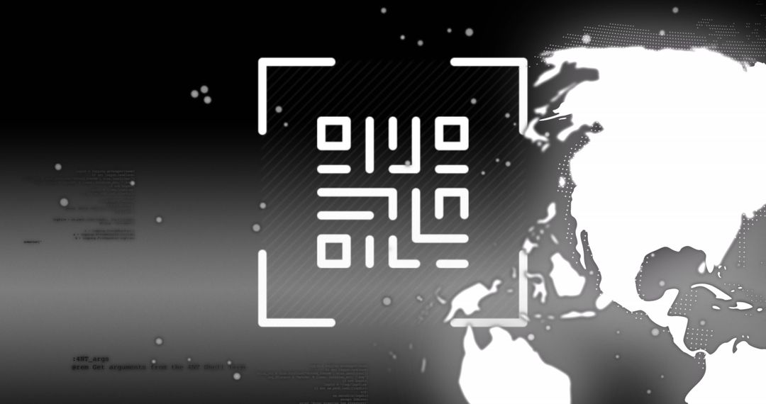 QR Code Superimposed on Spinning Digital Globe