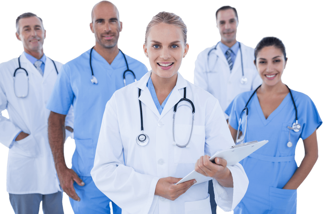 Transparent Professional Healthcare Team Smiling Confidently