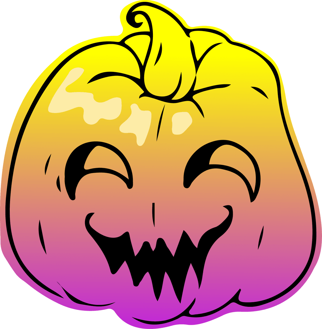 Playful Gradient Jack-O'-Lantern with Transparent Background for Halloween