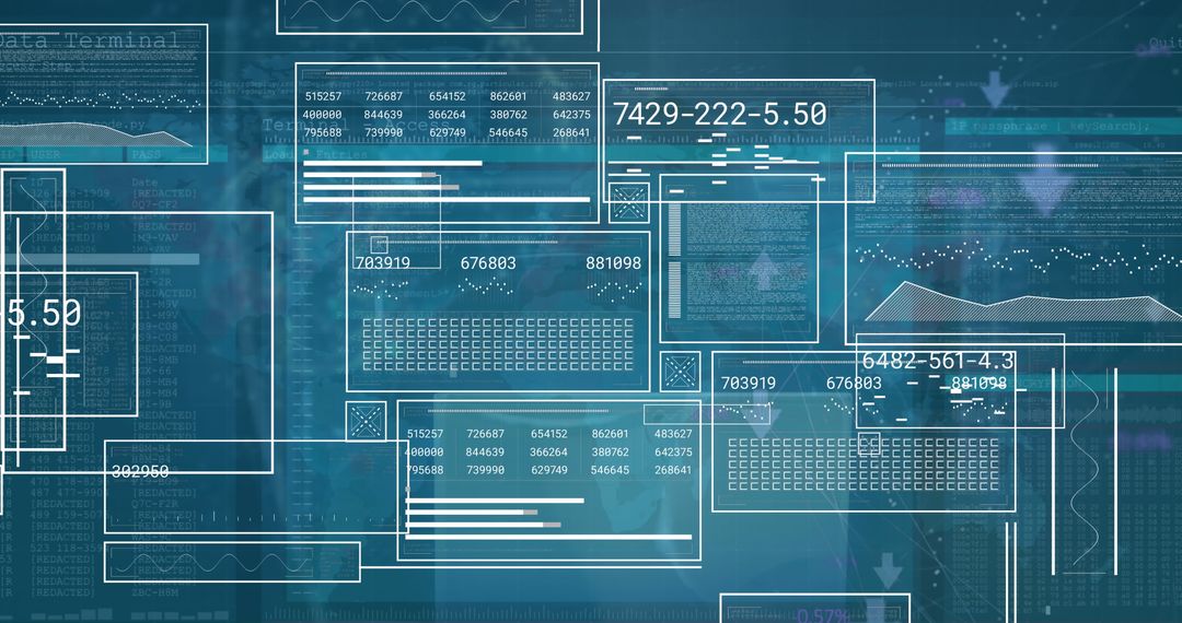 Futuristic Digital Data Interface with Graphs and Codes