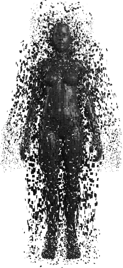 Transparent Black Pixels Forming 3D Female Avatar for Digital Interface Concepts - Download Free Stock Images Pikwizard.com