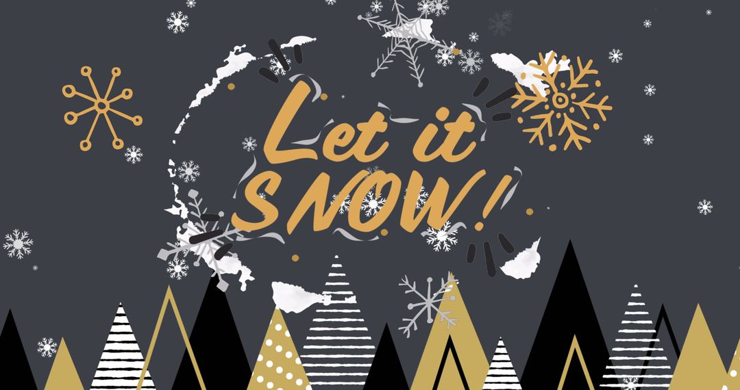 Festive Let It Snow Text with Christmas Elements