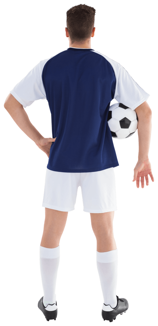 Transparent Back View of Soccer Player with Football