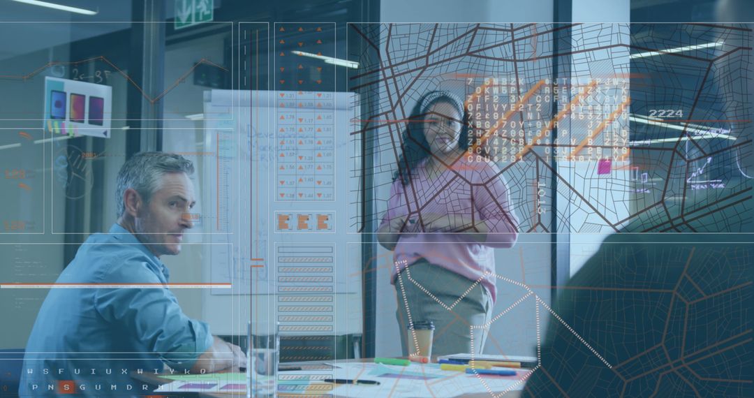 Innovative Team Discussion with Interactive Digital Charts