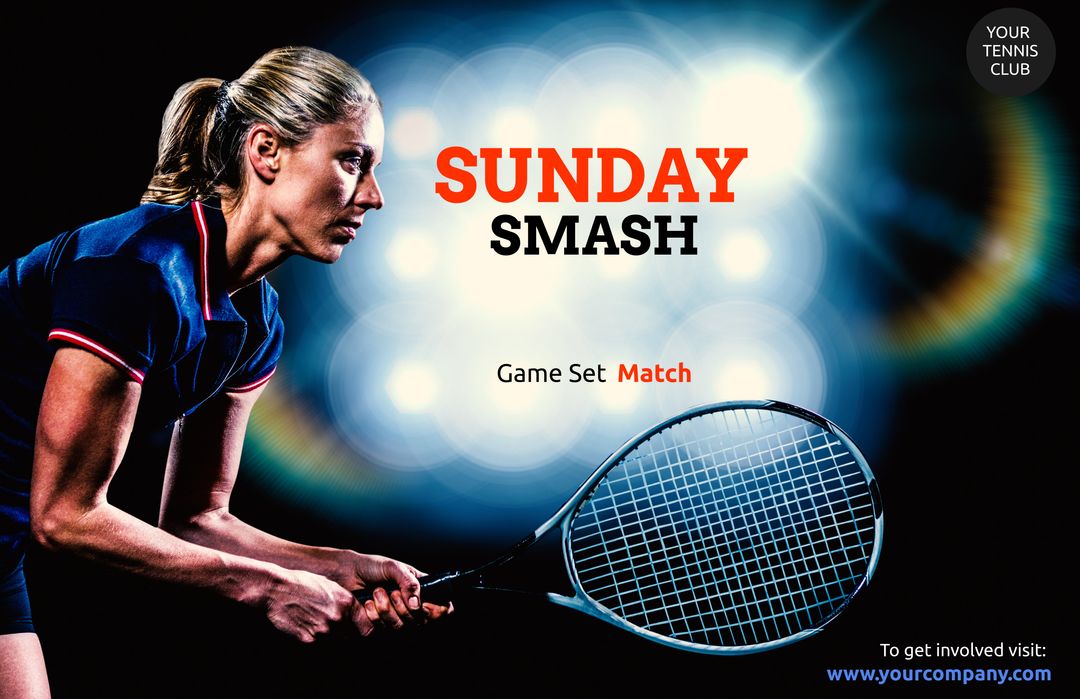 Focused Athlete Ready for Tennis Serve at Event Promotional