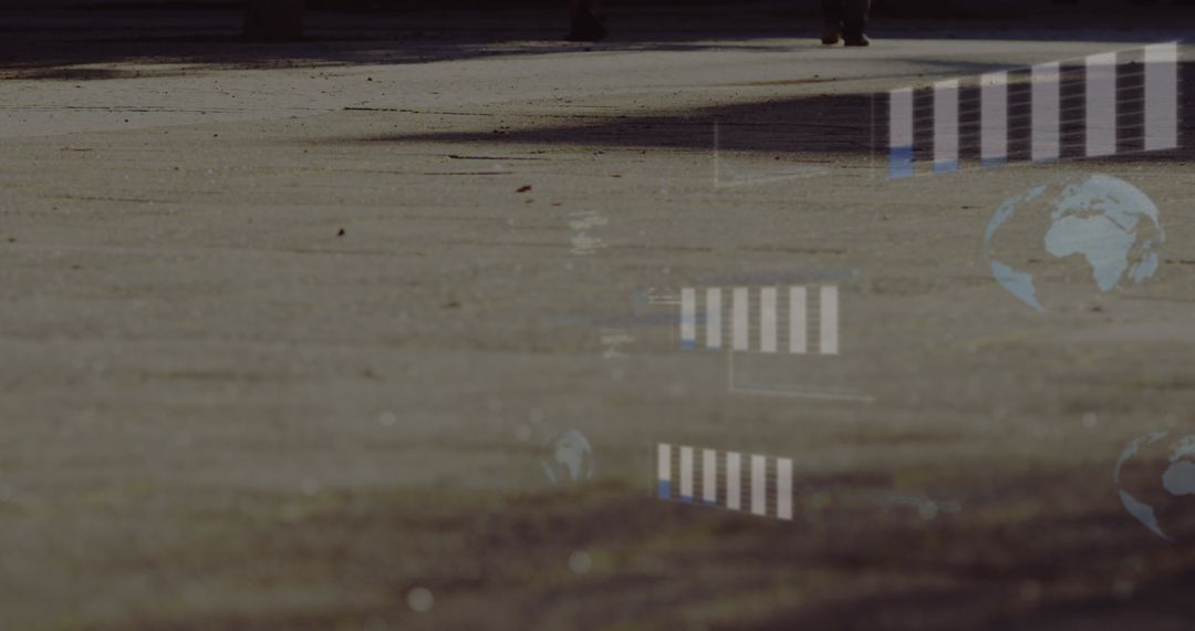 Multiple Exposure of Business Graphs and Walking on Street