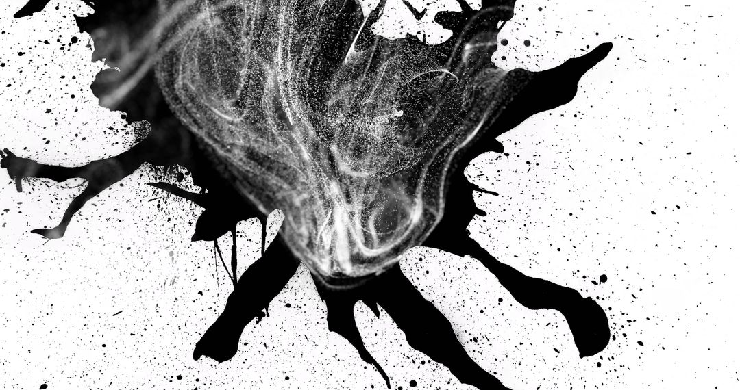 Abstract Ink Splatter with Dynamic Swirling Textures