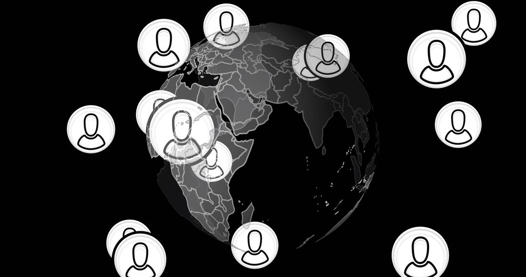 Global Networking with Digital Icons Overlay on World Map