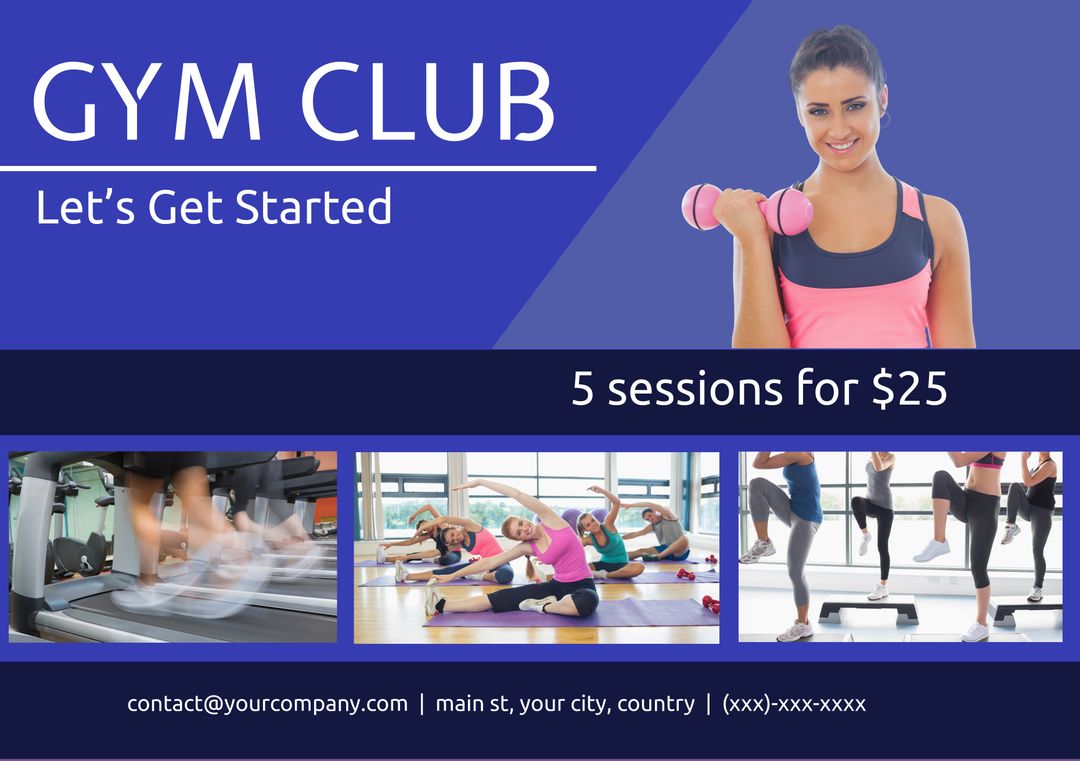 Gym Club Promotion Featuring Classes and Special Offers from Pikwizard