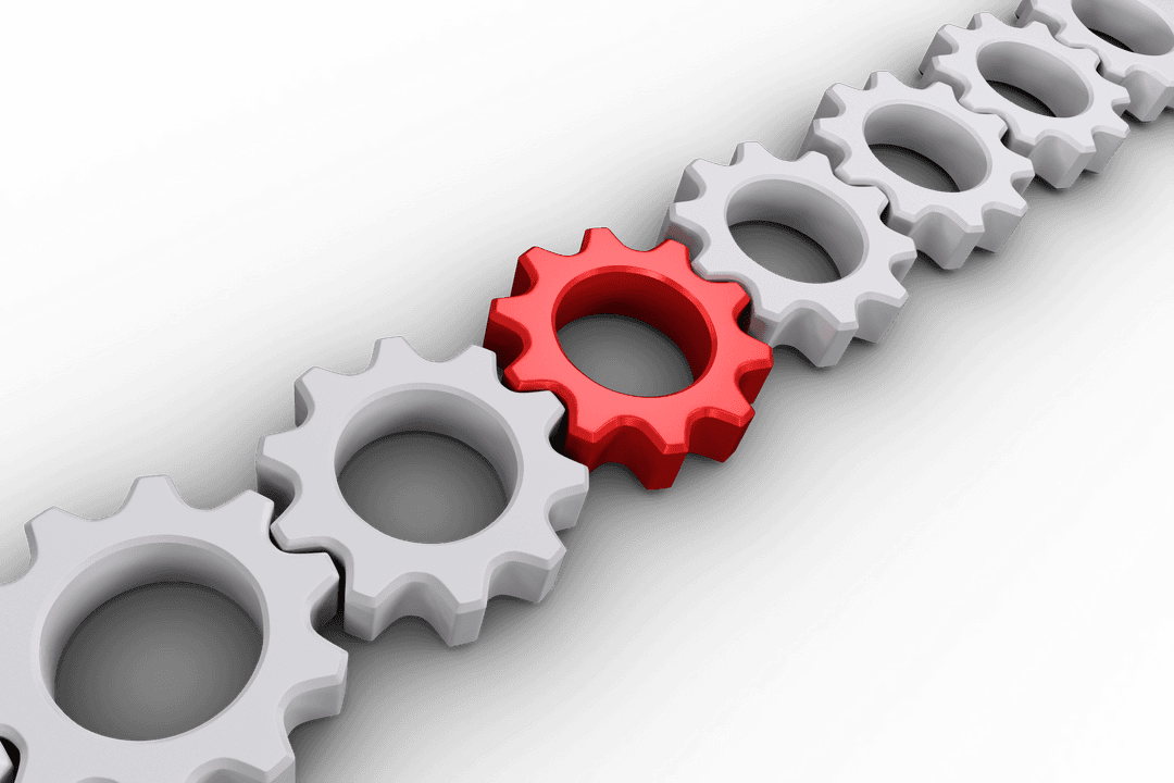 Red Gear with Transparent Background Emphasize Leadership and Differentiation