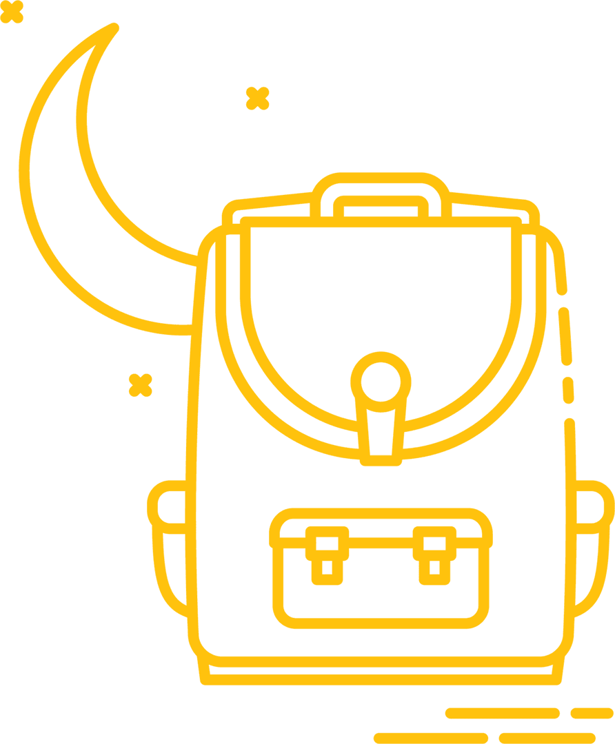 Transparent Backpack and Moon Vector on Clear Background