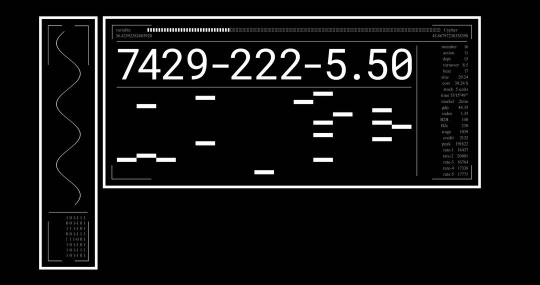 Data Processing Interface on Black Background