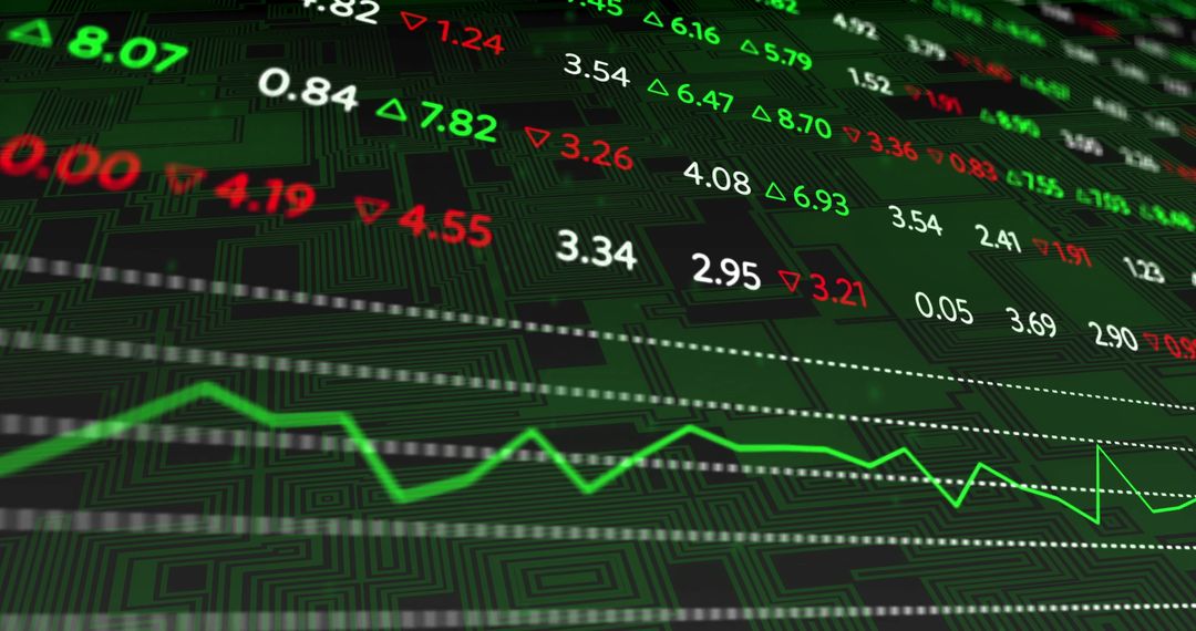 Digital Finance Data on Circuit Board Background