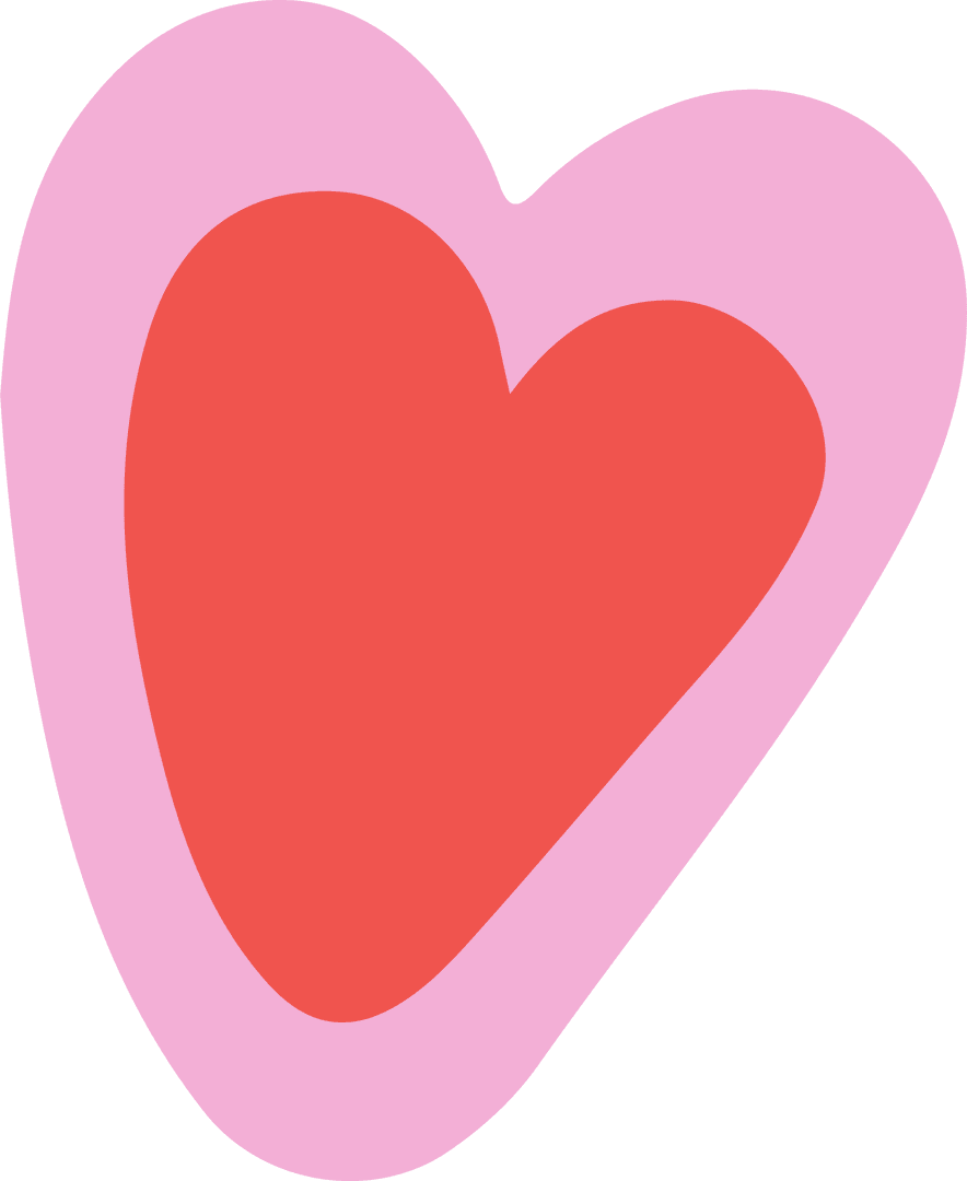 Overlapping Pink and Red Hearts on Transparent Background