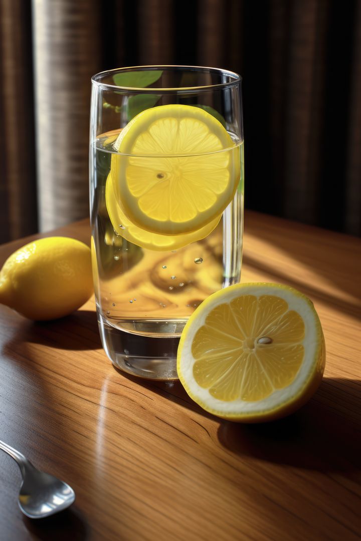 Glass of lemon juice and lemons on wooden surface, created using generative ai technology - Free Images, Stock Photos and Pictures on Pikwizard.com
