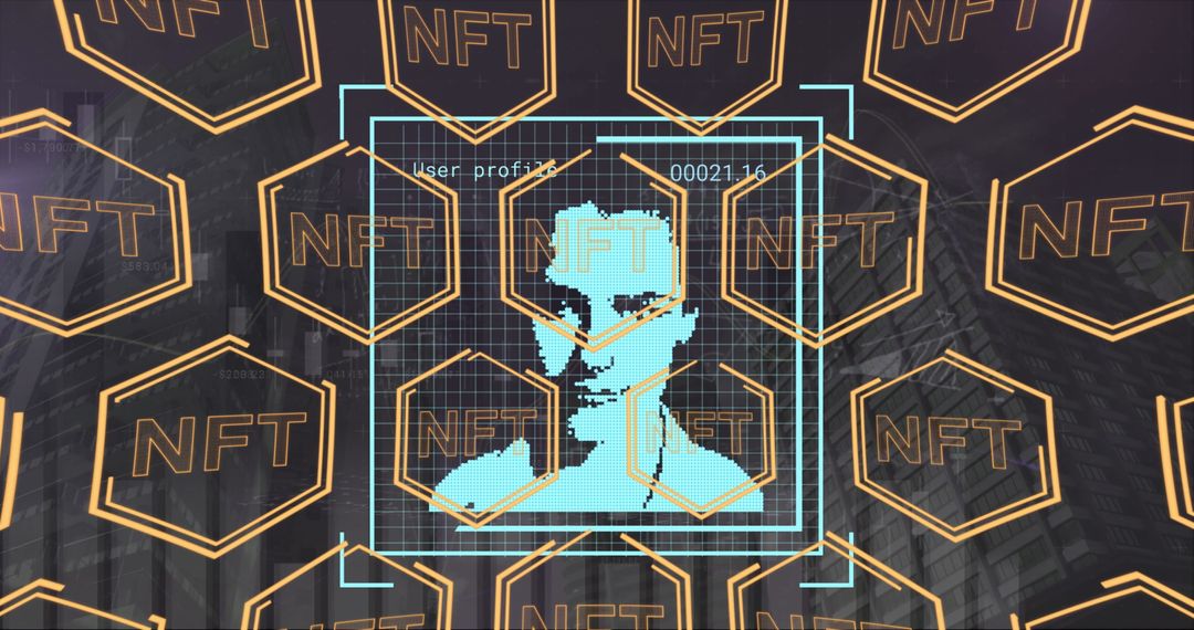 Futuristic NFT Technology and Digital Identity Concept