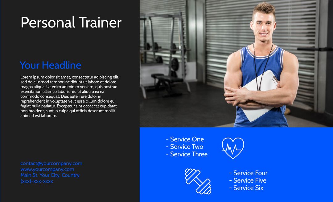 Motivating Personal Trainer in Gym Promoting Fitness Services