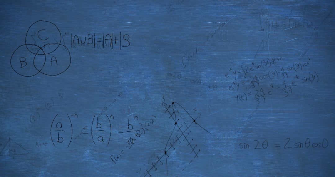Mathematical Equations on Blue Background for Educational Concepts