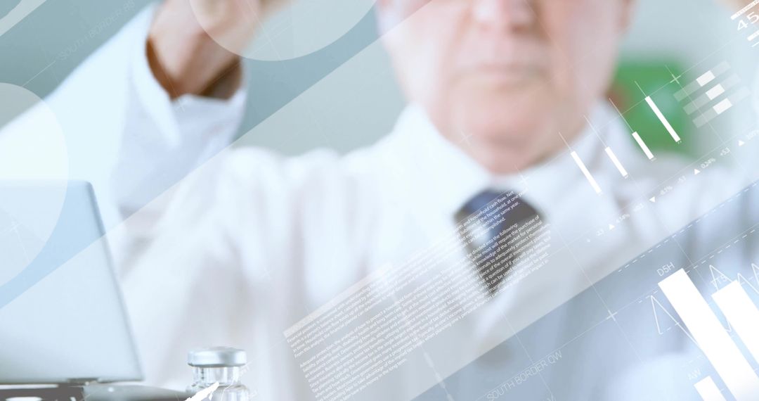 Doctor Using Digital Interface for Data Analysis in Modern Laboratory