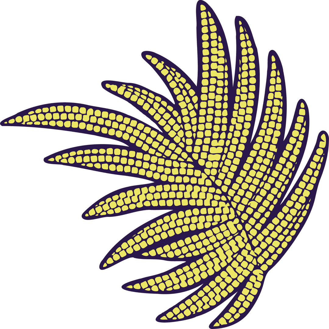 Vibrant Mosaic Yellow Palm Frond on Transparent Background