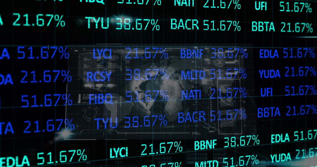 Digital Display with Percentage Values Overlayed on World Map