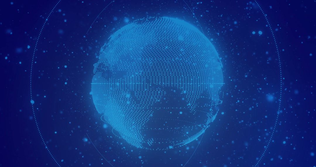 Digital Globe with Blue Grit-Grid Background of Global Connectivity